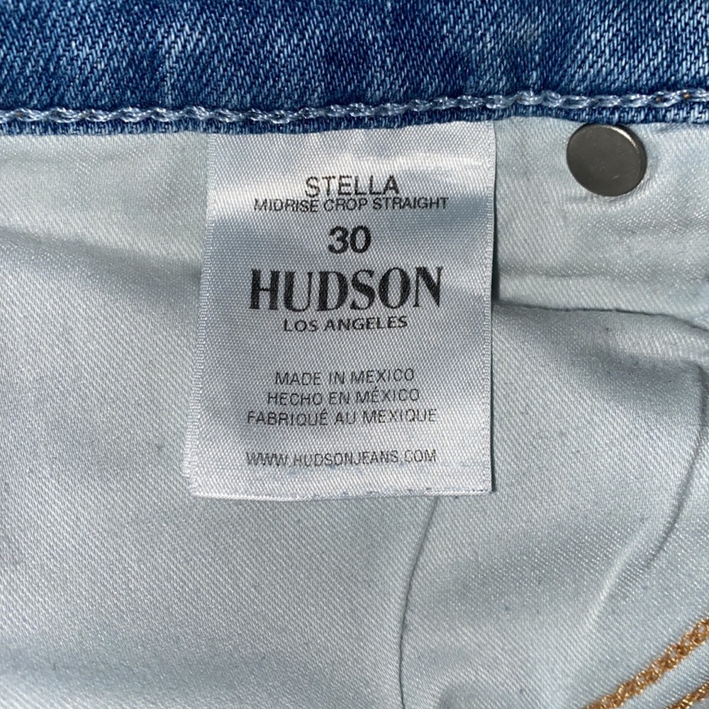 Hudson Stella mid rise crop straight light stonewashed cutoff 90โs inspo jeans - Picture 5 of 6